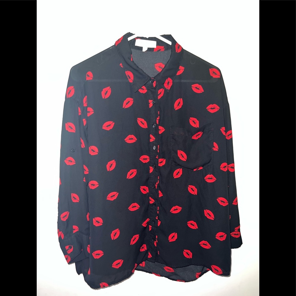 Red Lips Lace Shirt